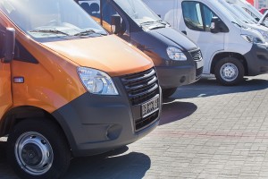 number of new minibuses and vans outside